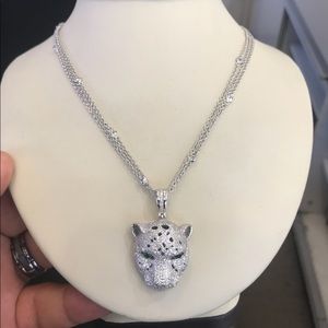 Gorgeous silver jaguar pendant in zircons. Jewelry